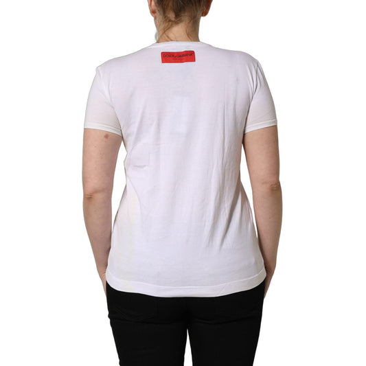 Dolce & Gabbana White D&G is Flowers Print Round Neck T-shirt