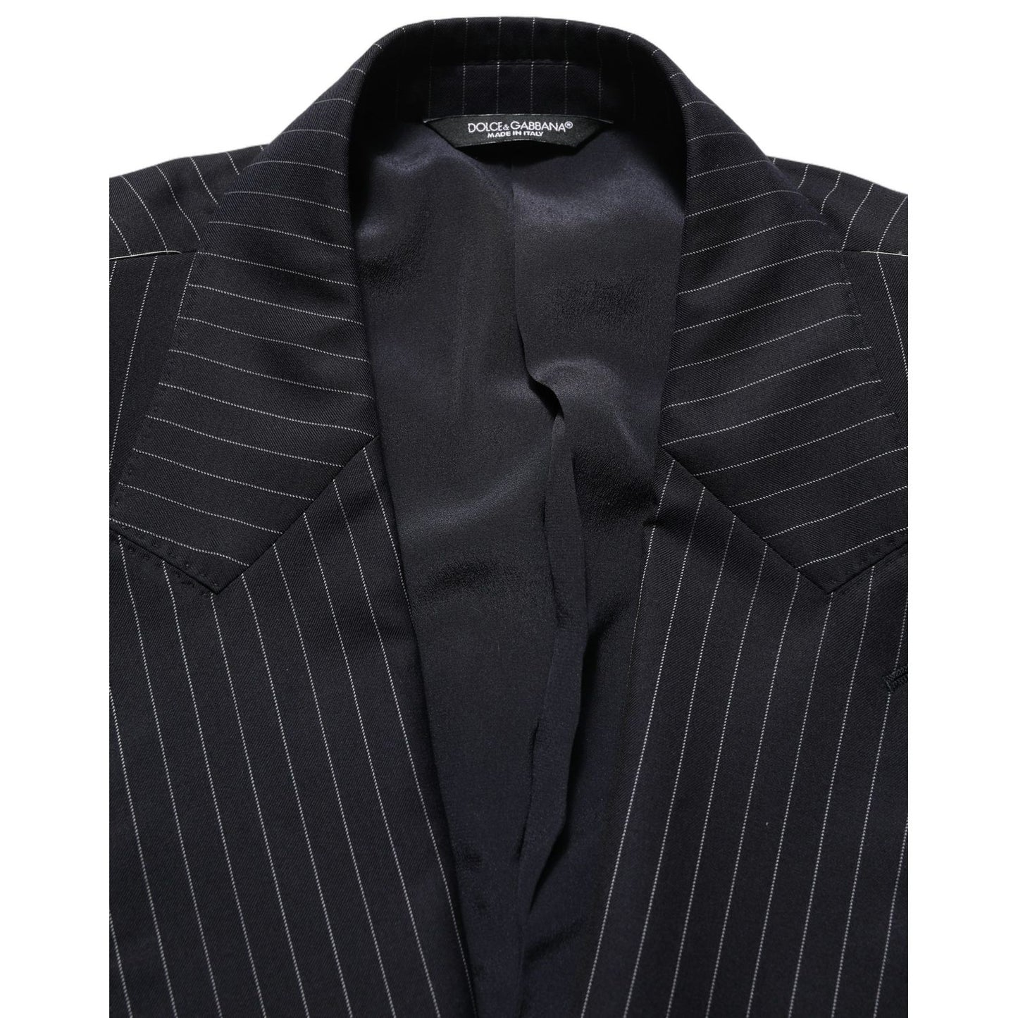 Dolce & Gabbana Black Stripes Wool Double Breasted Jacket