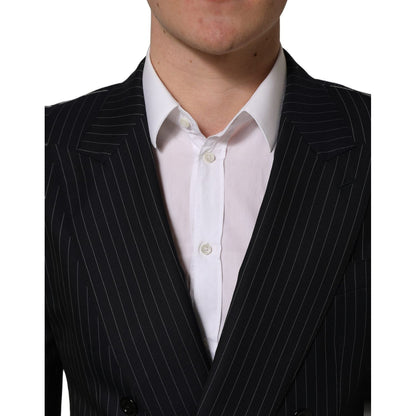 Dolce & Gabbana Black Stripes Wool Double Breasted Jacket