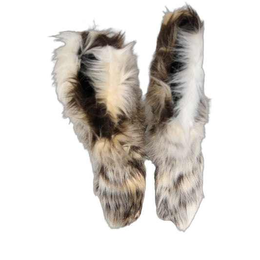 Dolce & Gabbana Multicolor Knee High Faux Fur Boots Shoes