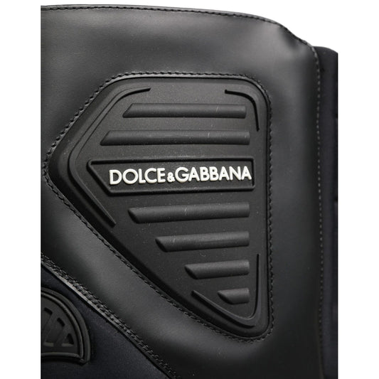 Dolce & Gabbana Black Leather Biker Mid Calf Men Boots Shoes