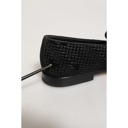 Dolce & Gabbana Black Logo Monogram Men Dress Loafers Shoes