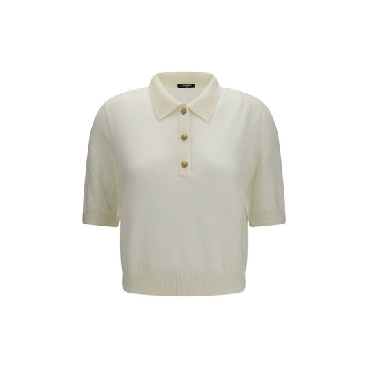 Balmain White Wool Oves Aries Polo Shirt