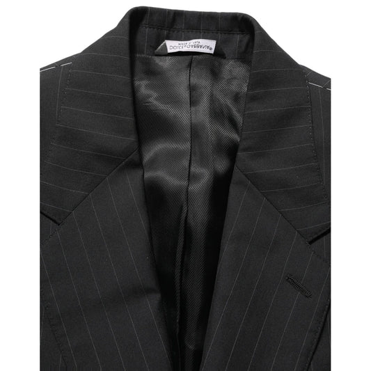 Dolce & Gabbana Black Stripes Wool Single Breasted Blazer