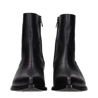 Celine Black Leather Ankle Boots