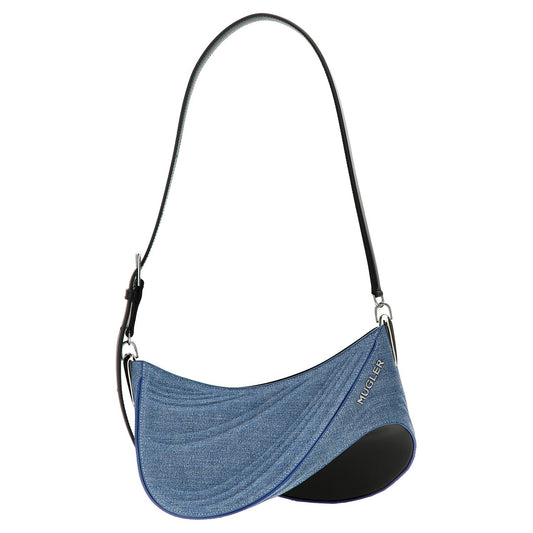 Mugler Blue Calfskin Shoulder Bag
