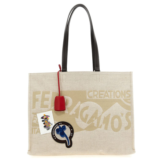 Ferragamo Beige Fabric Tote Bag