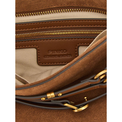 PINKO Brown Lamb Leather Shoulder Bag