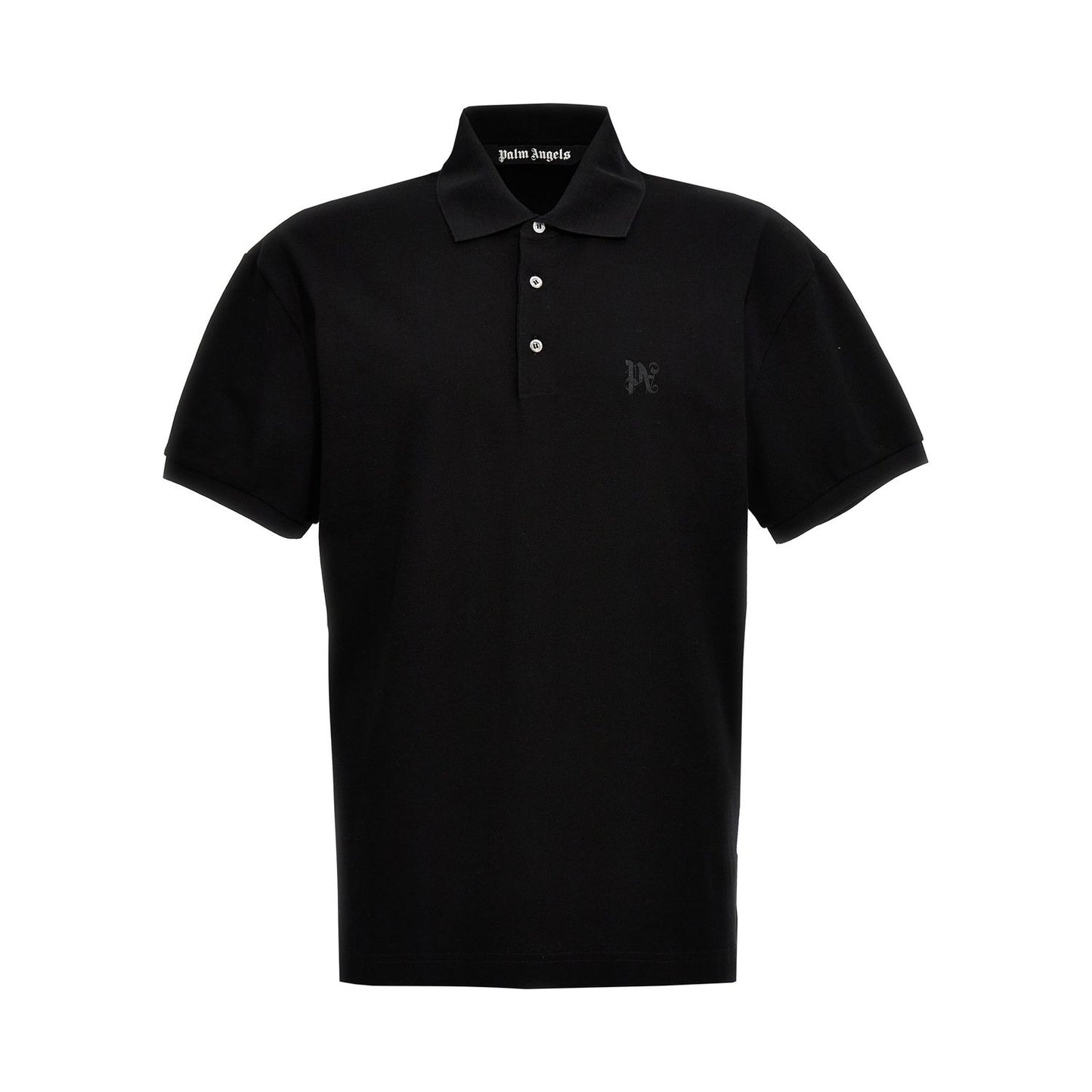 Palm Angels Black Polyester Polo Shirt