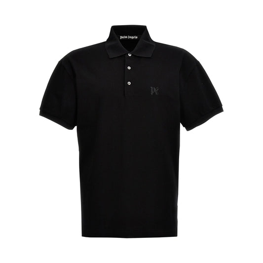 Palm Angels Black Polyester Polo Shirt