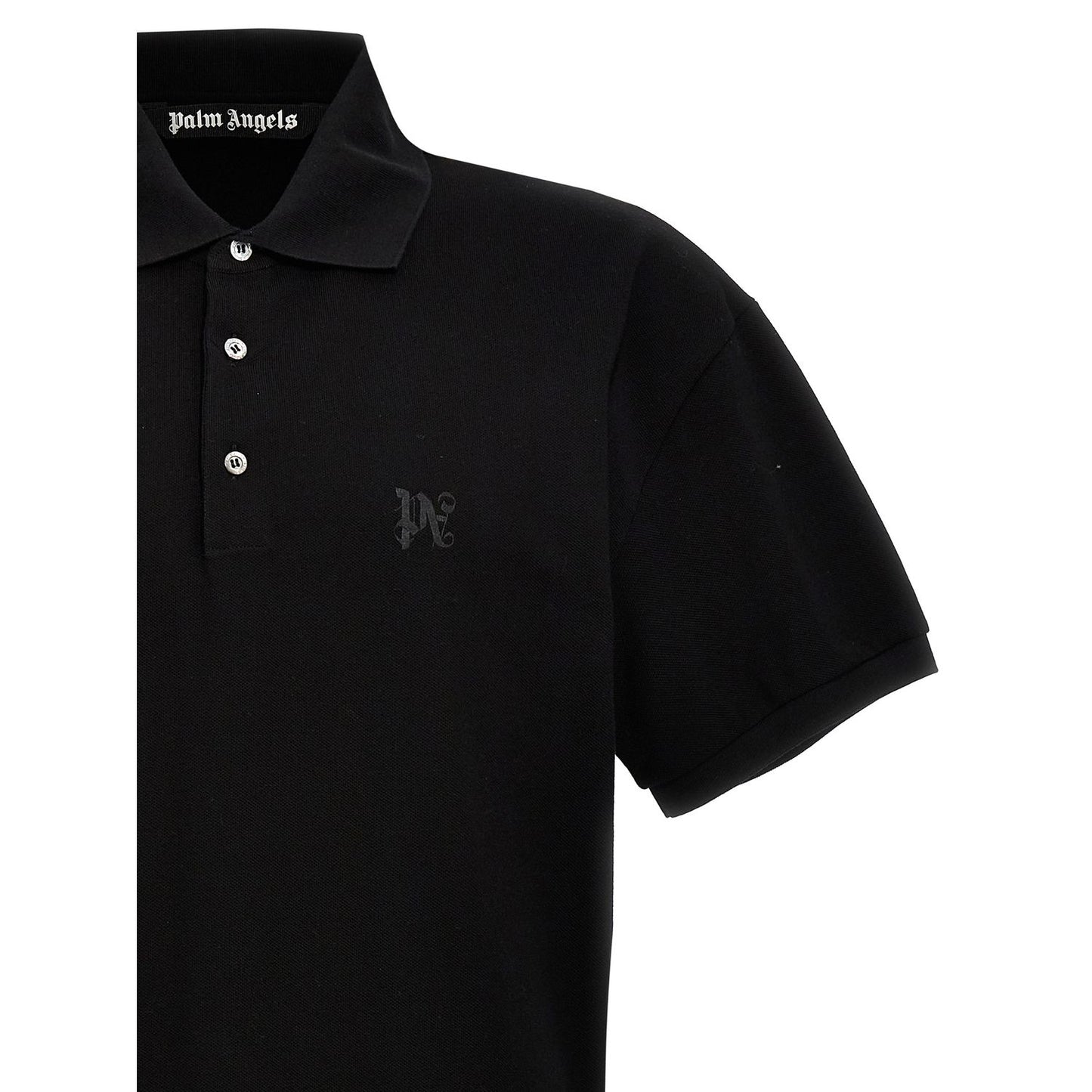 Palm Angels Black Polyester Polo Shirt