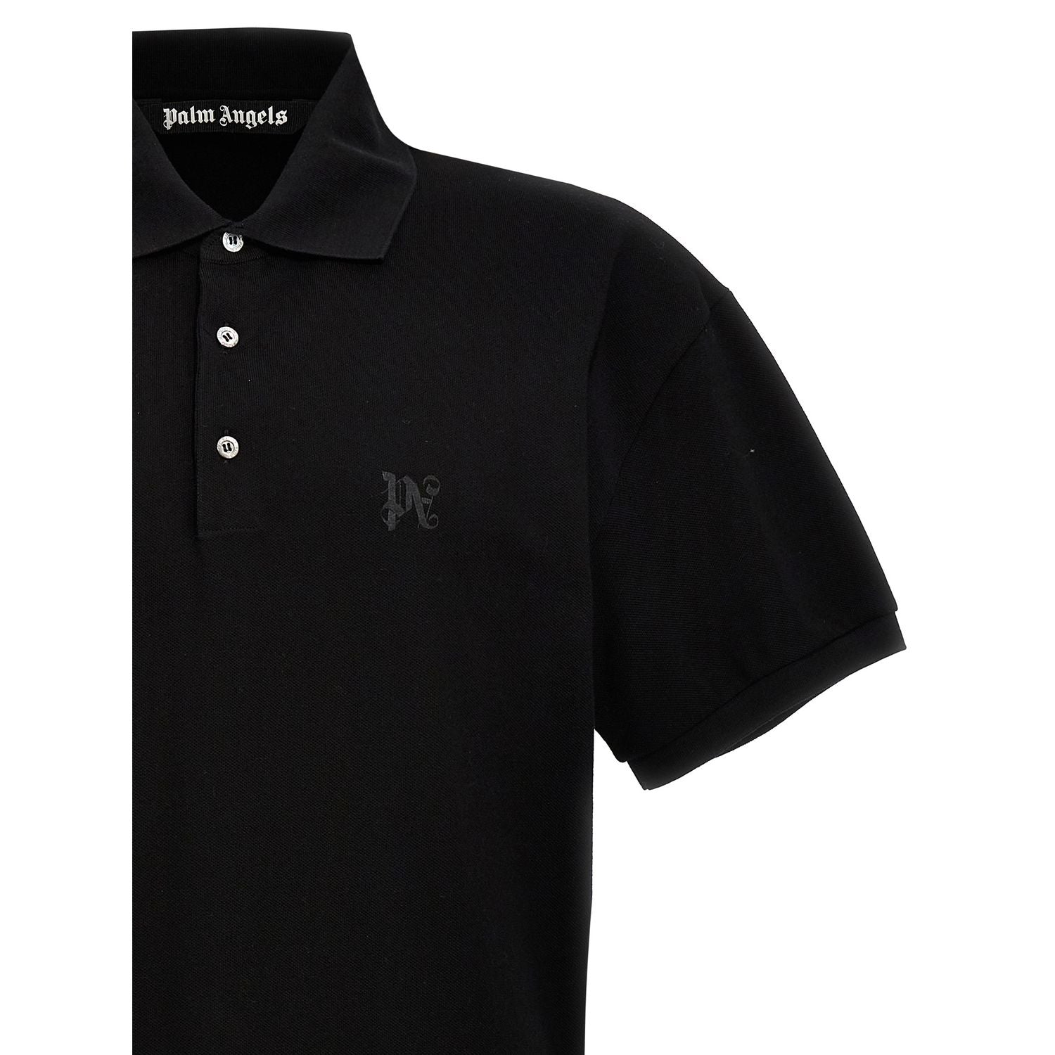 Palm Angels Black Polyester Polo Shirt