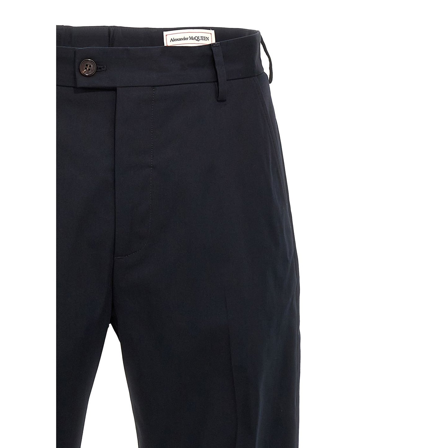 Alexander McQueen Blue Cotton Casual Pants