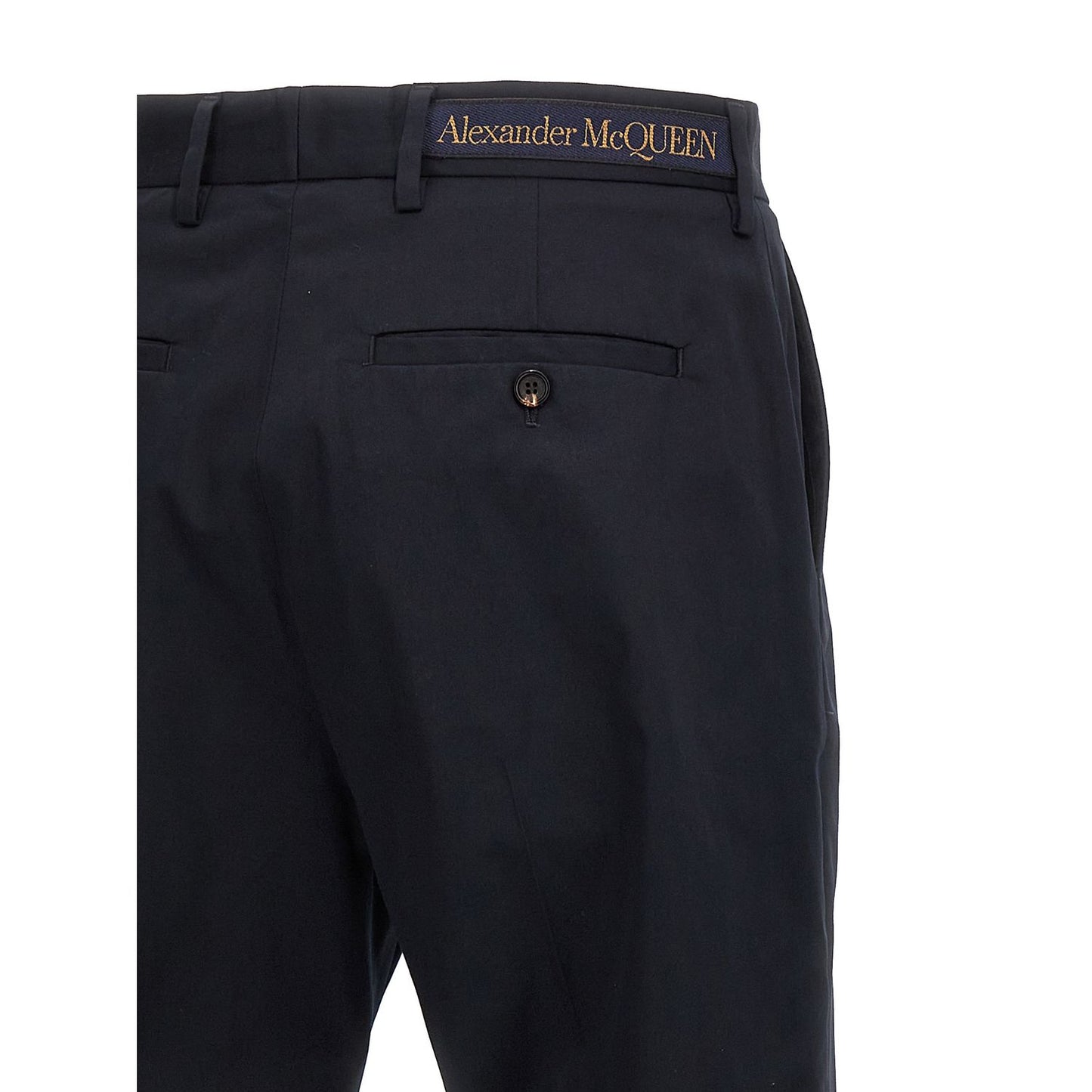 Alexander McQueen Blue Cotton Casual Pants