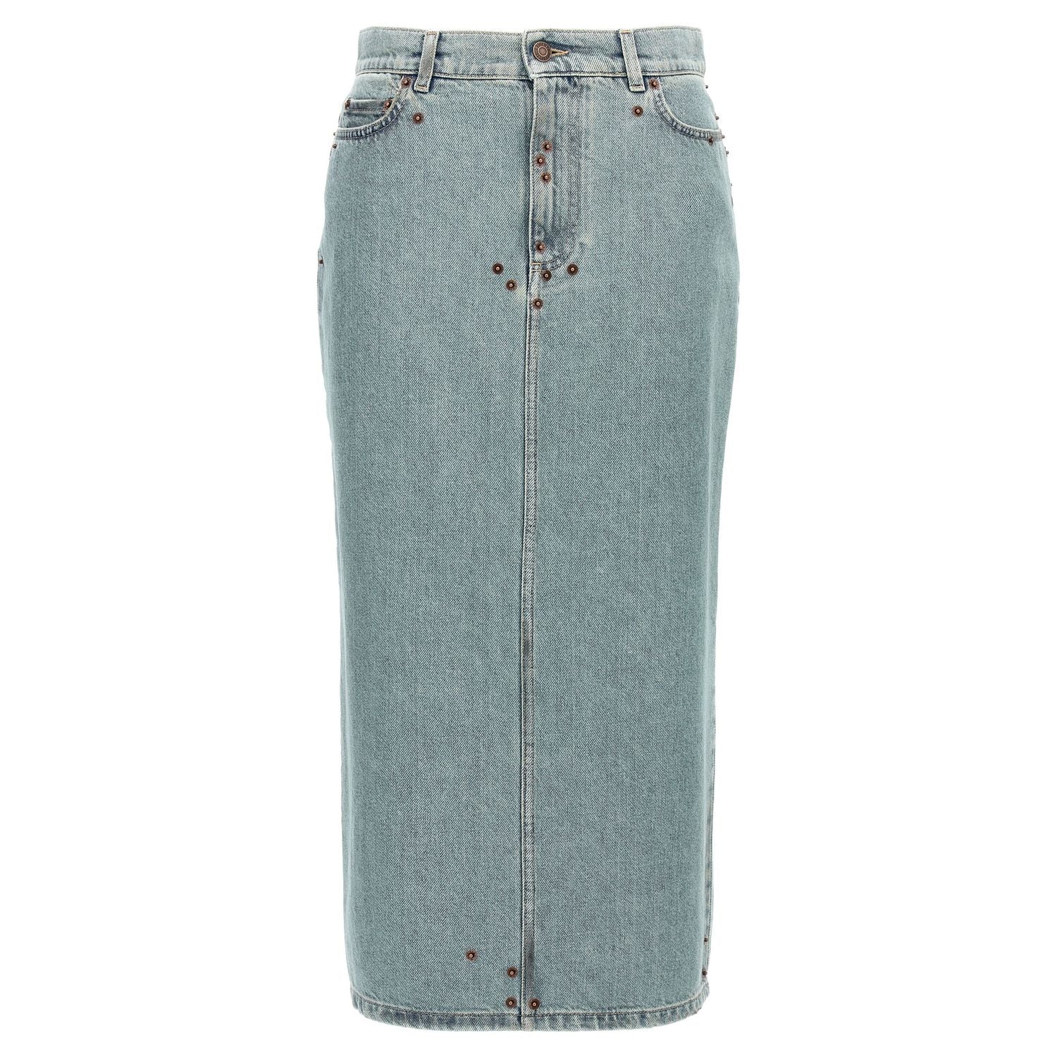 Moschino Blue Cotton Midi Skirt