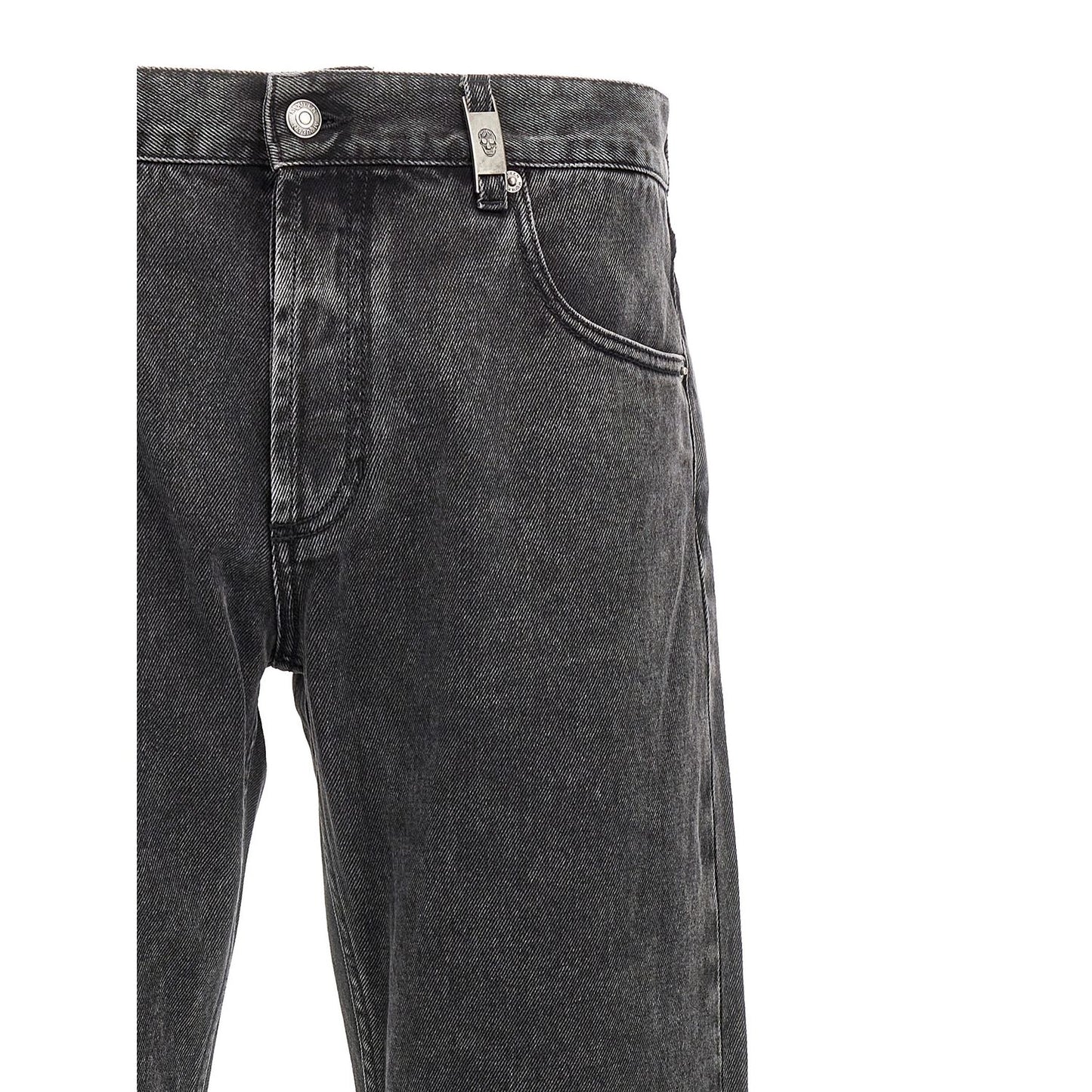 Alexander McQueen Black Cotton Straight-Leg Jeans