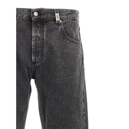 Alexander McQueen Black Cotton Straight-Leg Jeans