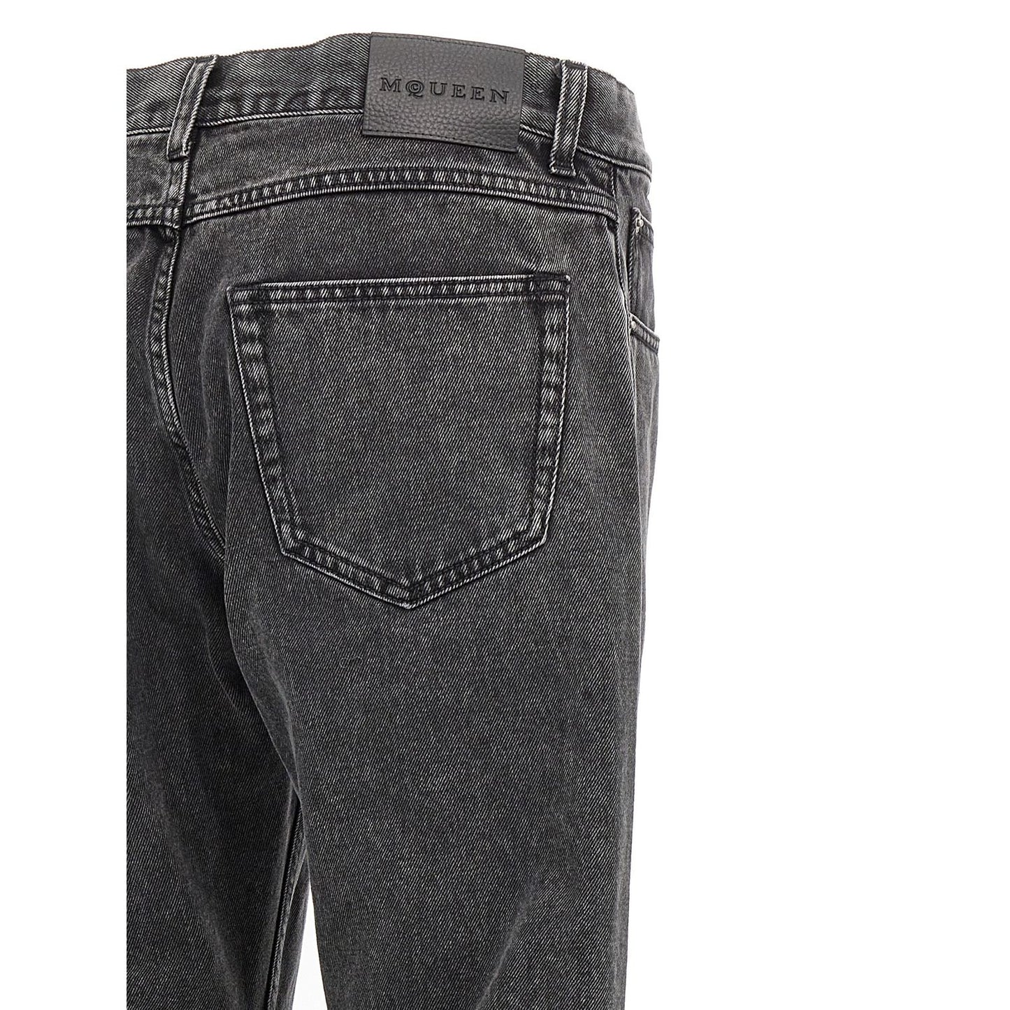 Alexander McQueen Black Cotton Straight-Leg Jeans