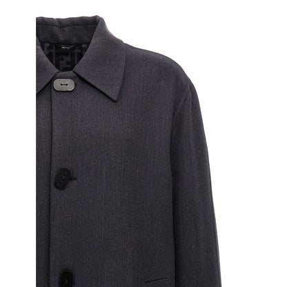 Fendi Blue Virgin Wool Coat