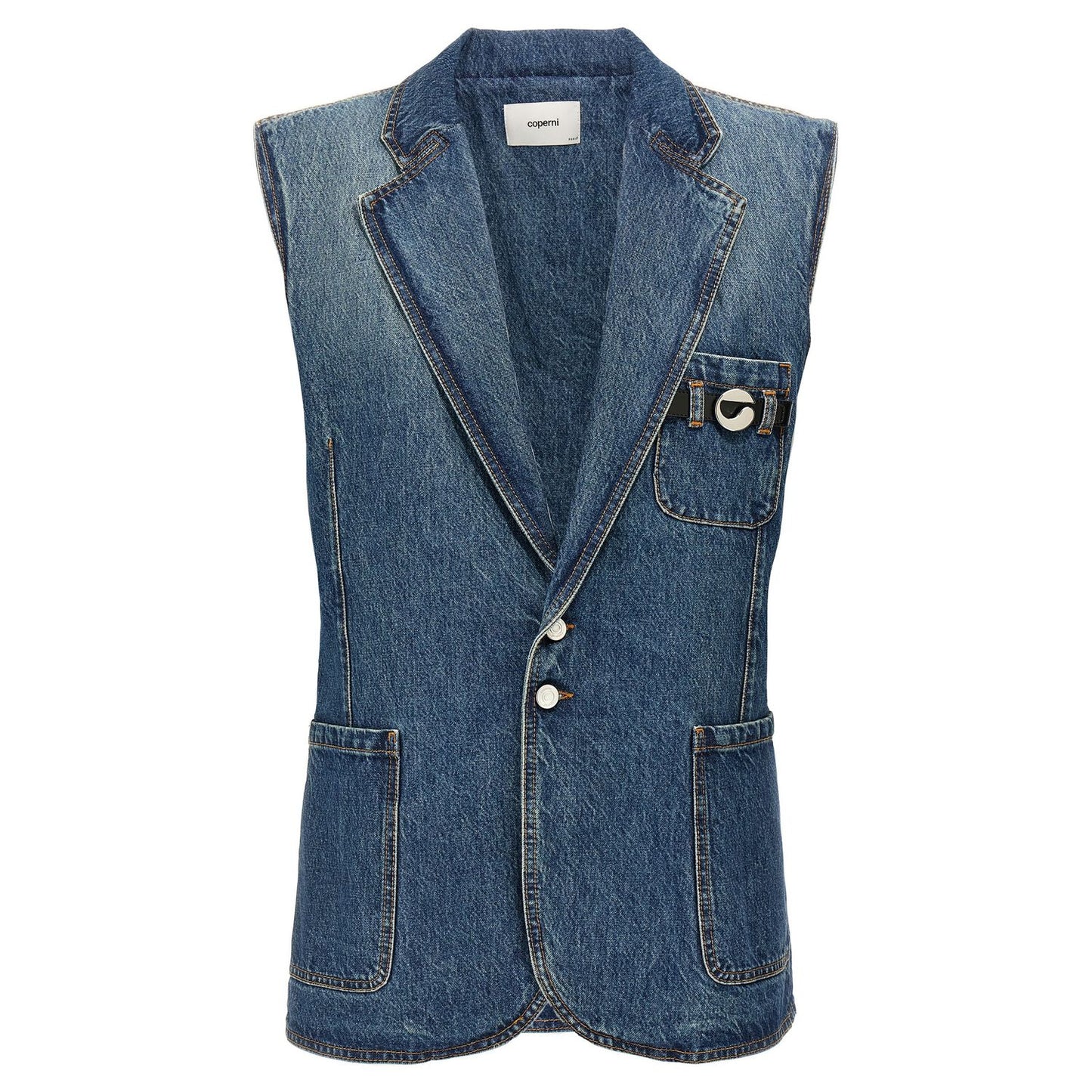 Coperni Blue Cotton Sleeveless Jacket