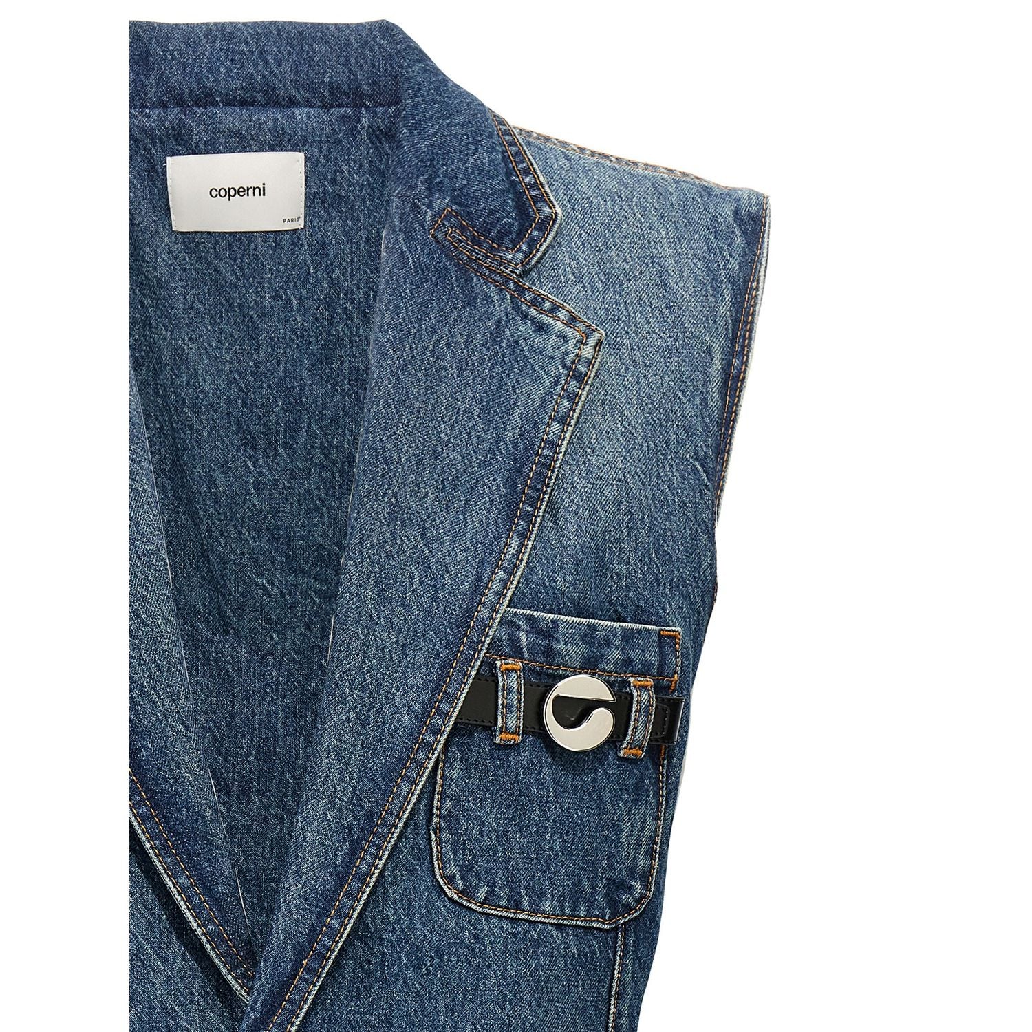 Coperni Blue Cotton Sleeveless Jacket