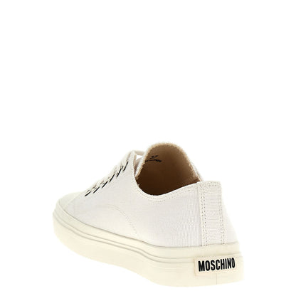 Moschino White Cotton Low Top Sneakers