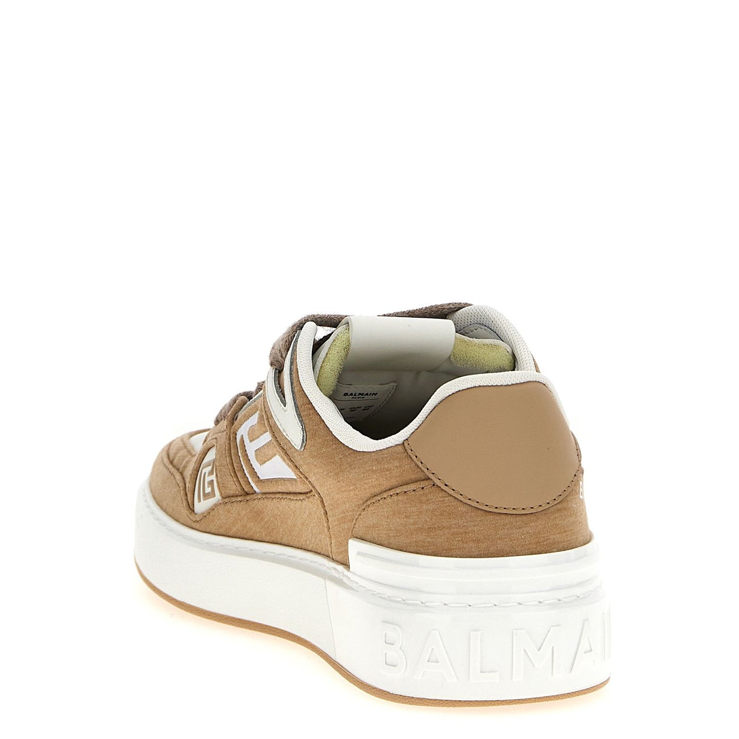 Balmain Beige Polyester Low Top Sneakers