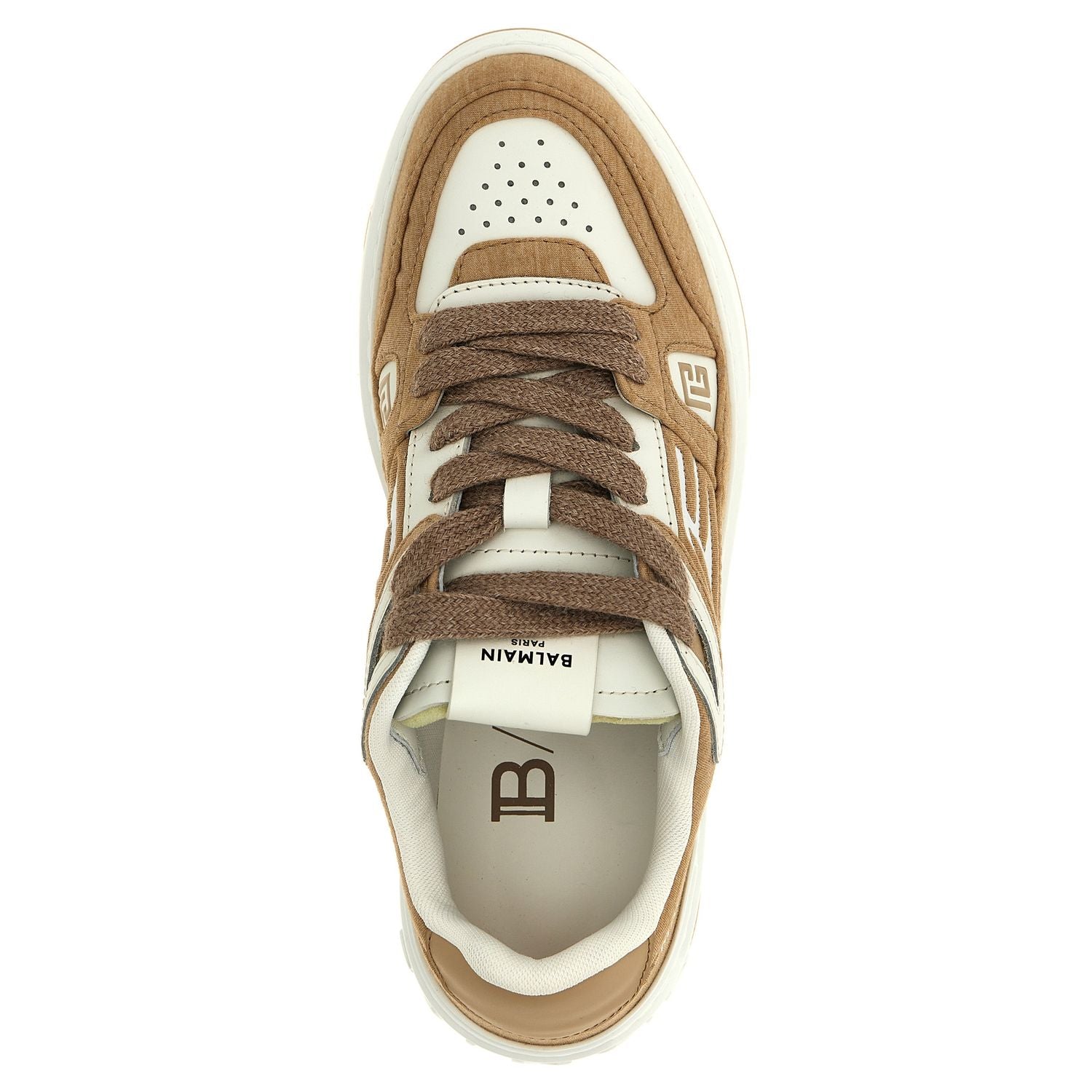 Balmain Beige Polyester Low Top Sneakers