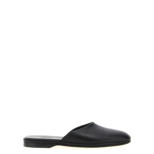 Brioni Black Calfskin Mules