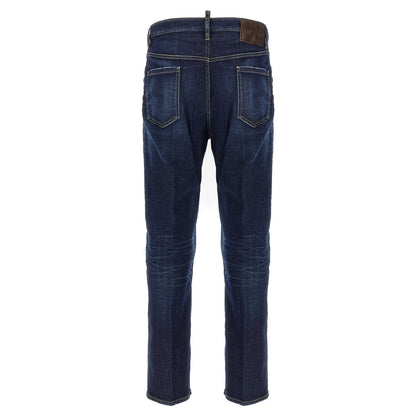 Dsquared² Blue Cotton Straight-Leg Jeans