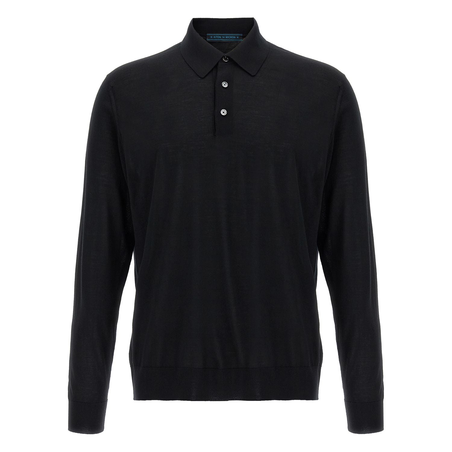 Kiton Black Wool Polo Shirt