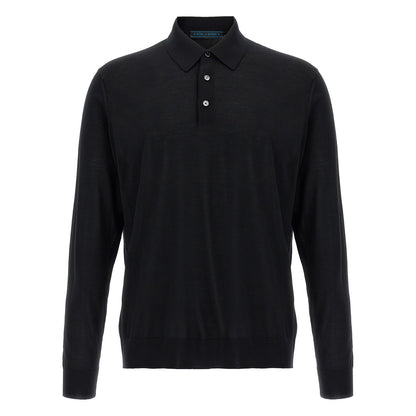 Kiton Black Wool Polo Shirt