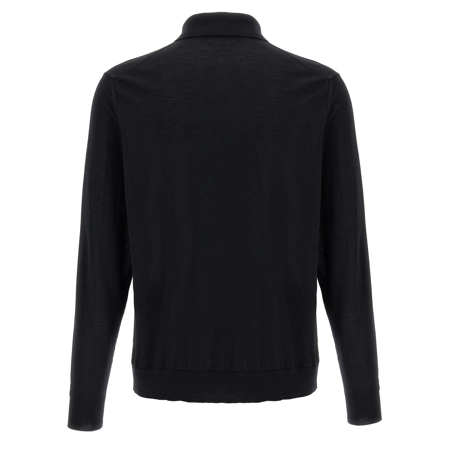 Kiton Black Wool Polo Shirt