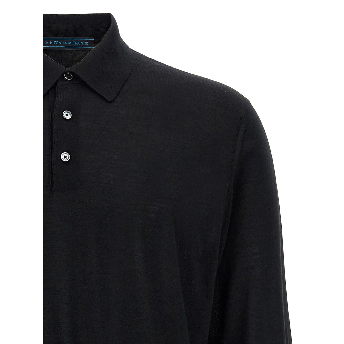 Kiton Black Wool Polo Shirt