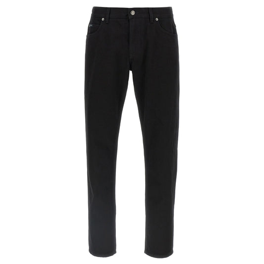 Dolce & Gabbana Black Cotton Straight-Leg Jeans