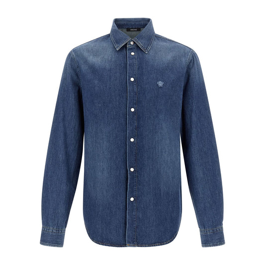Versace Blue Cotton Blouse