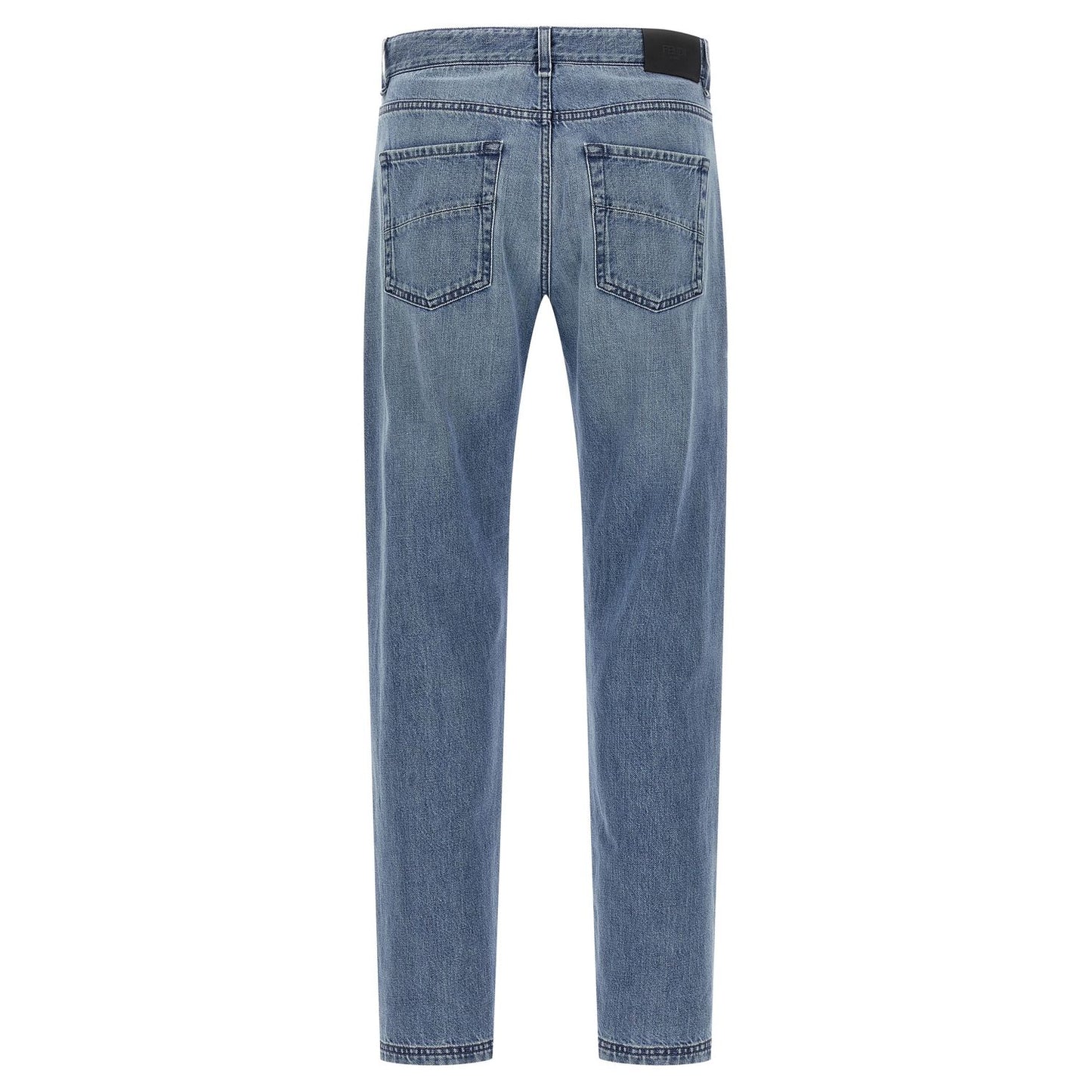 Fendi Blue Cotton Straight-Leg Jeans
