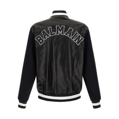 Balmain Bicolor Lamb Leather Leather Jacket