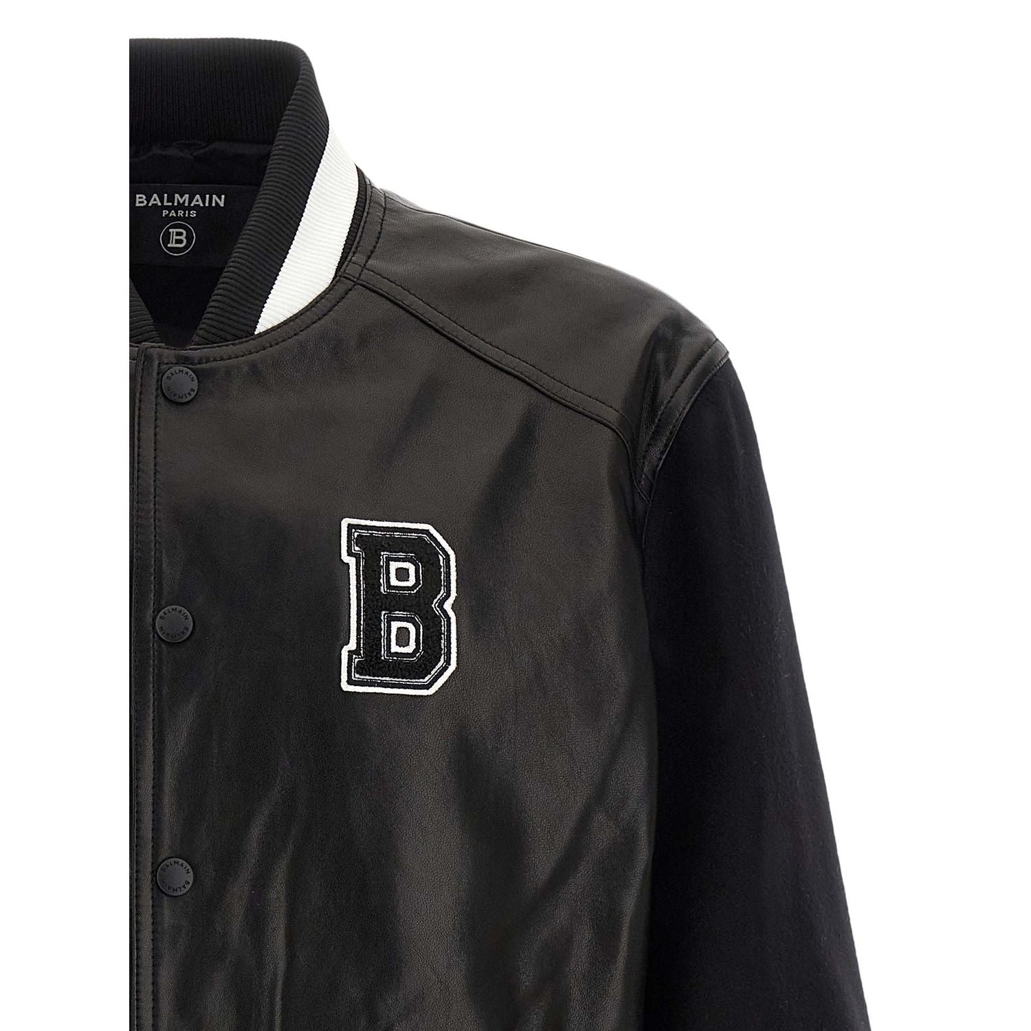 Balmain Bicolor Lamb Leather Leather Jacket