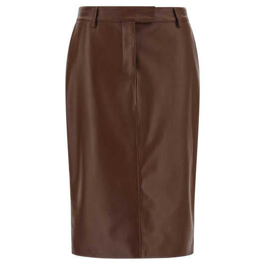 Giuseppe Di Morabito Brown Leather Midi Skirt