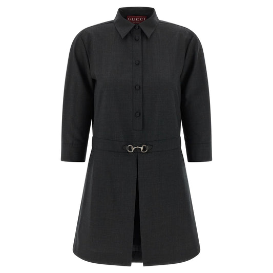 Gucci Gray Wool Short Dress