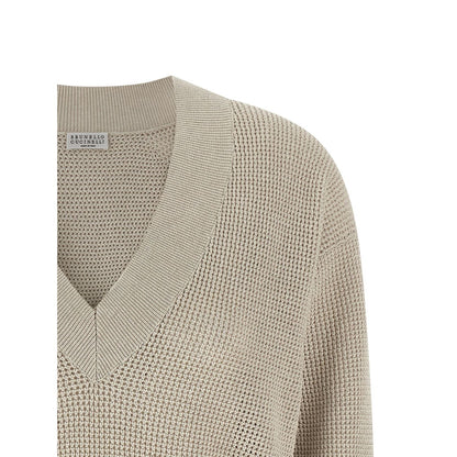 Brunello Cucinelli Beige Cotton Cardigan