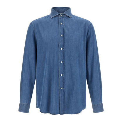 Brunello Cucinelli Blue Cotton Blouse