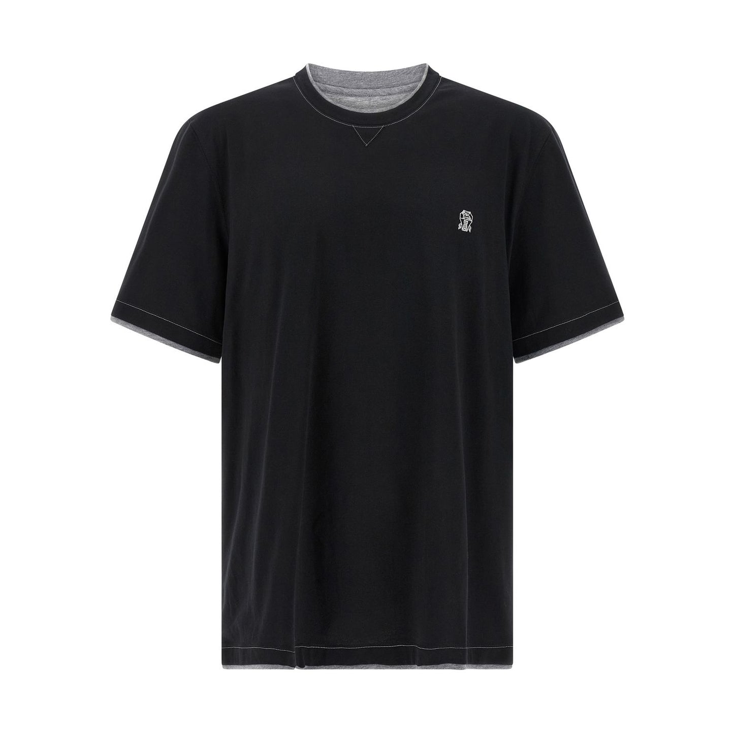 Brunello Cucinelli Black Cotton T-Shirt