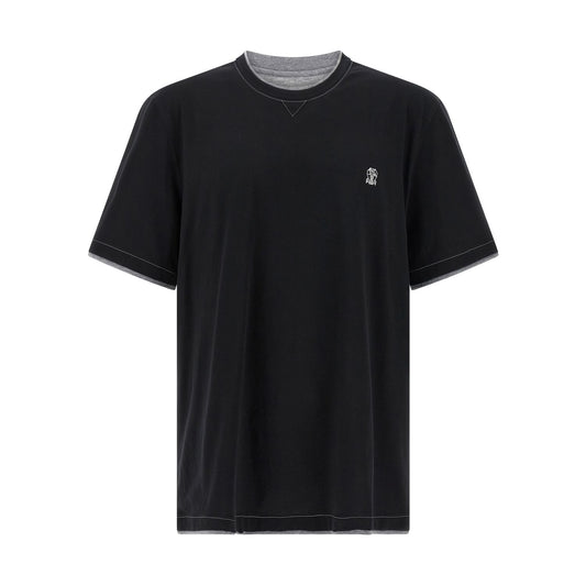 Brunello Cucinelli Black Cotton T-Shirt