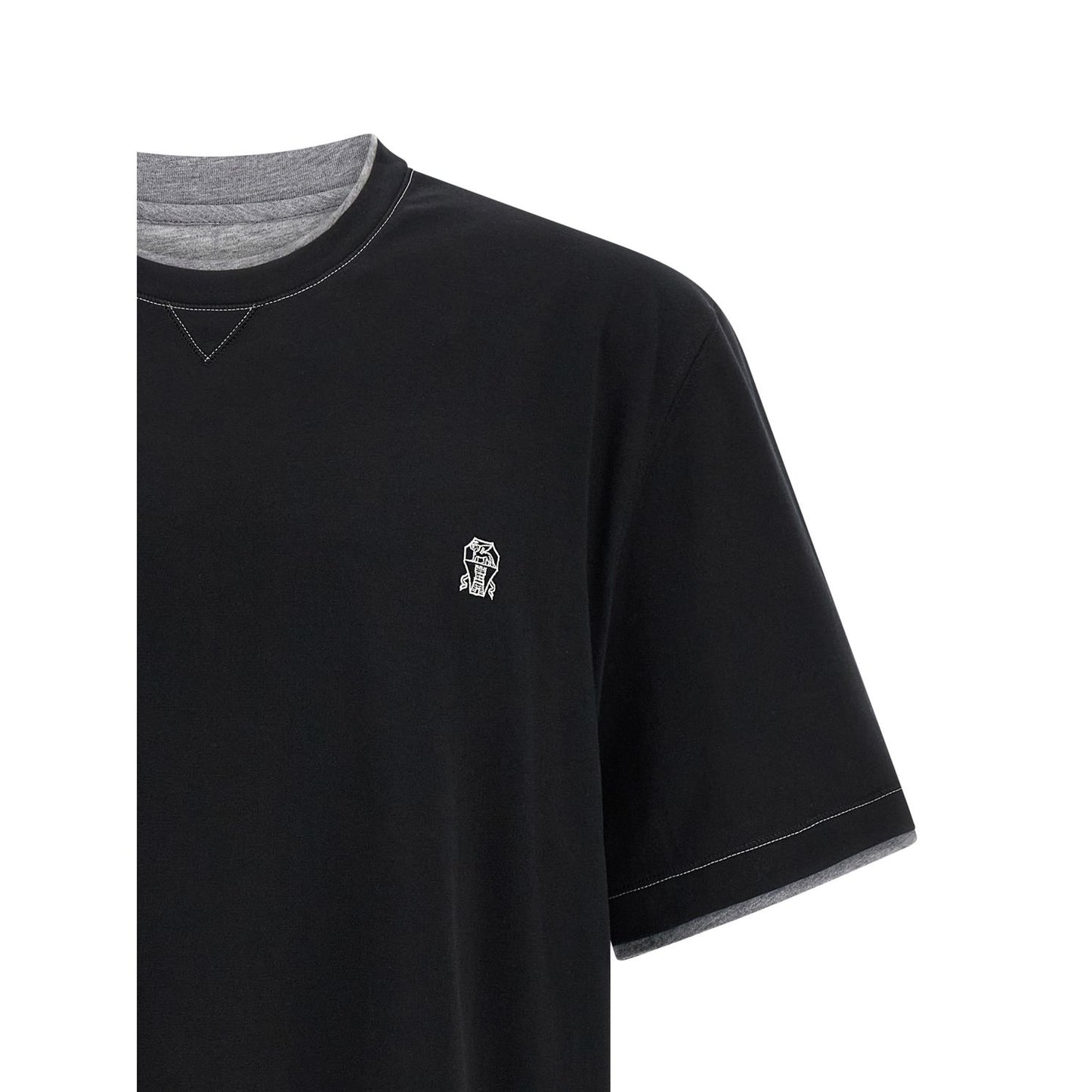 Brunello Cucinelli Black Cotton T-Shirt