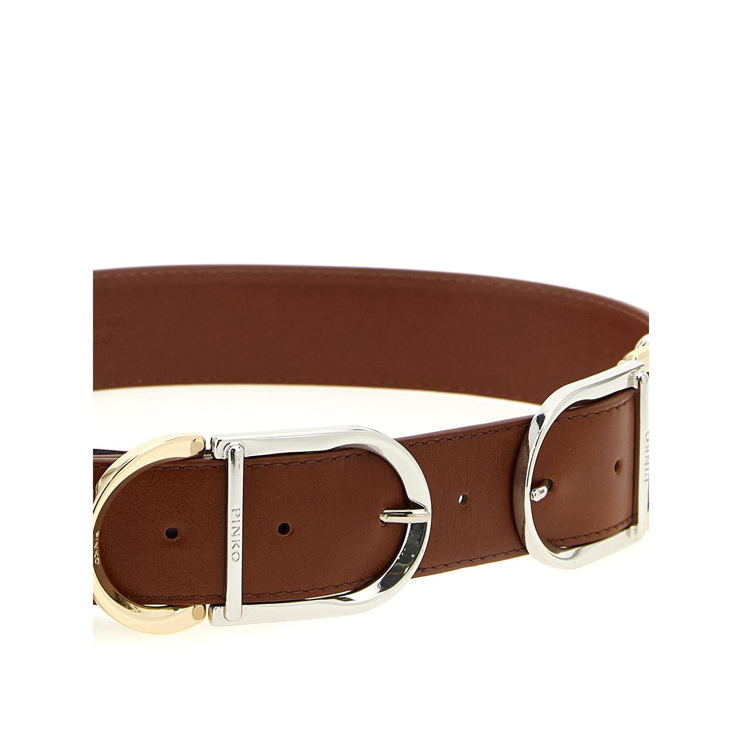 PINKO Brown Lamb Leather Regular Belt