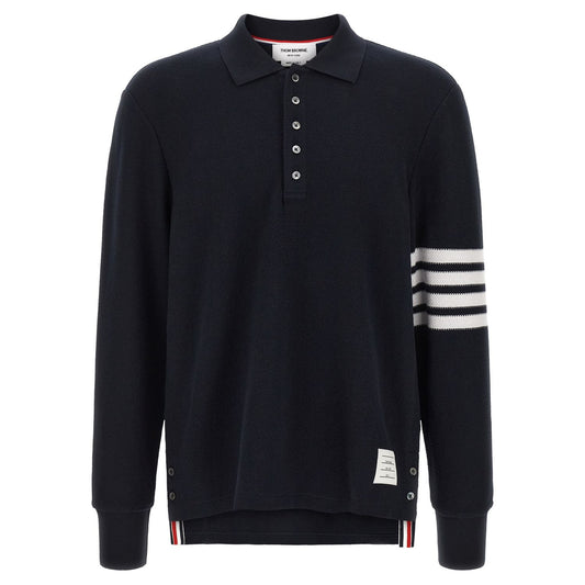 Thom Browne Blue Cotton Polo Shirt