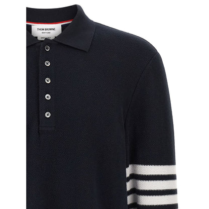 Thom Browne Blue Cotton Polo Shirt