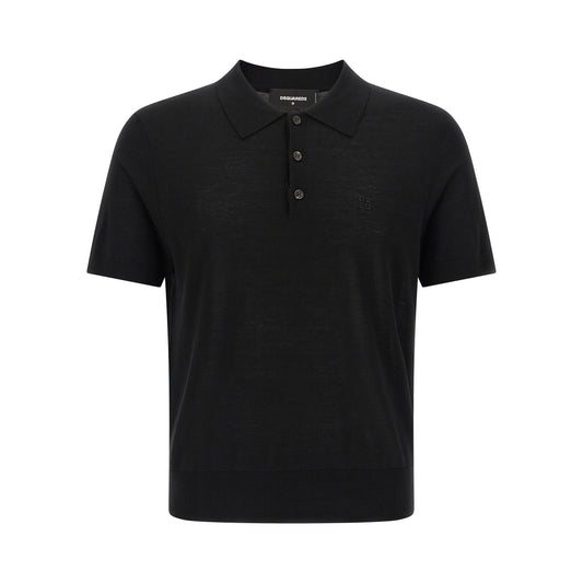Dsquared² Black Wool Polo Shirt